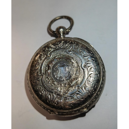 349 - Silver .935 Continental Pocket Watch Key Wind And Set With Ket C 1910 Working When Listed