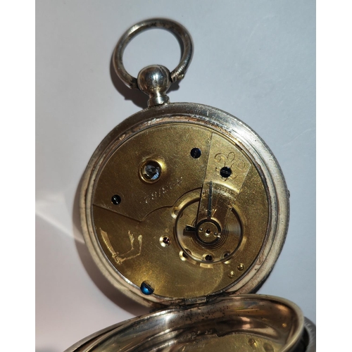 349 - Silver .935 Continental Pocket Watch Key Wind And Set With Ket C 1910 Working When Listed