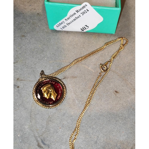 403 - 1937 Farthing Pendant Gold Plated On Chain