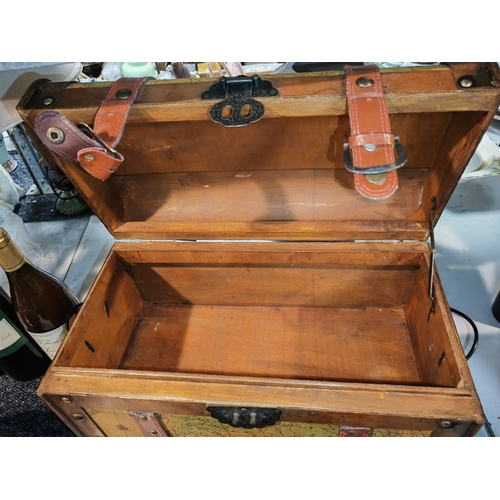 535 - Leather Bound Wooden Chest