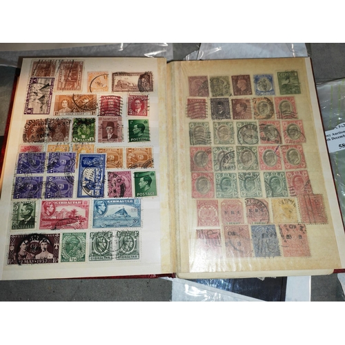 556 - Red Stock Book Of Older Foreign And Commonwealth Issue Stamps