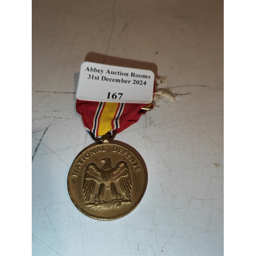 167 - Us National Defence Service Medal With Ribbon Issued 1953