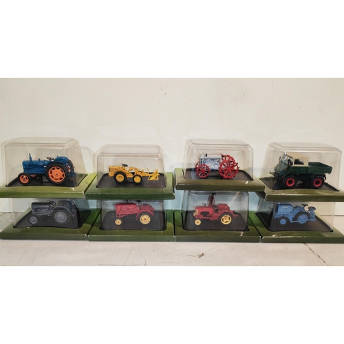 176 - Crate Of 8 Hatchette Partworks Various Diecast Tractors Including Fordson, Porsche, Ford Etc All In ... 