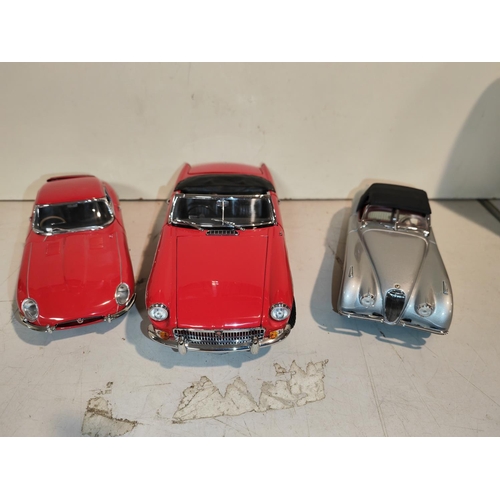 187 - 3 Franklin Mint Diecast Vehicles Including 1952 Jaguar Xk 120, 1961 Jaguar E-Type, Mgb Mark 1