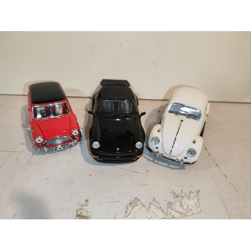 188 - 3 Franklin Mint Diecast Vehicles Including 1967 Volkswagen Beetle, 1988 Porsche 911, 1962 Morris Min... 