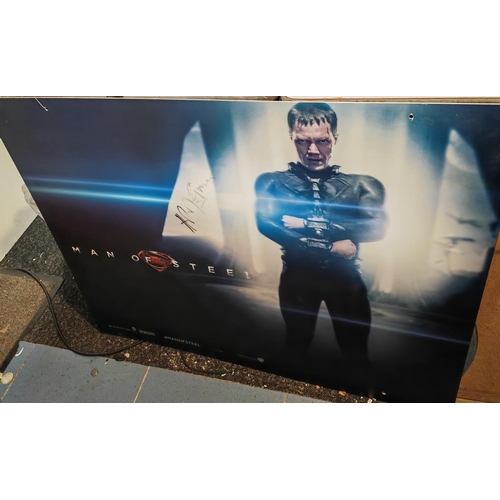 232 - Large Superman Cardboard Man Of Steel Sign With Signature