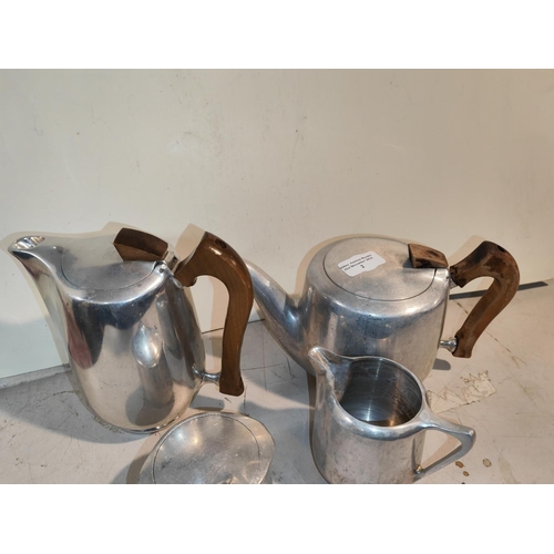 2 - Picquot Ware Tea Set, Coffee Pot, Tea Pot, Sugar Bowl And Milk Jug