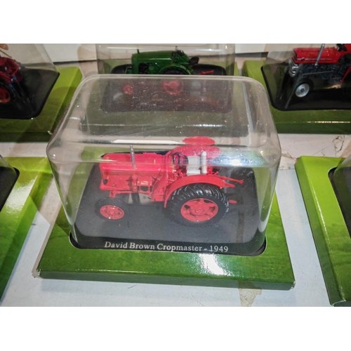 7 - Crate Of 8 Hatchette Partworks Various Diecast Tractors Including Massey Fergusson, Valmet, Simar Et... 