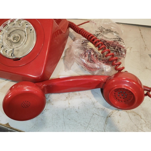 17 - Vintage Red Dial Up Telephone