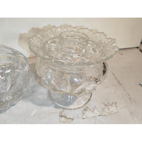 25 - Cut Glass Crystal Decanter With Silver Topped Stopper Plus A Cut Glass Crystal Posy Bowl