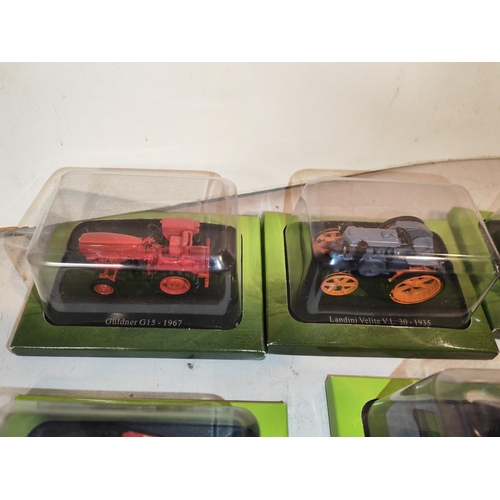 34 - Crate Of 8 Hatchette Partworks Various Diecast Tractors Including Fahr, Bolinder, Superlandine Etc A... 