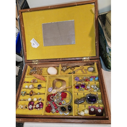 302 - Brown Large Jewellery Case With Vintage Jewellery