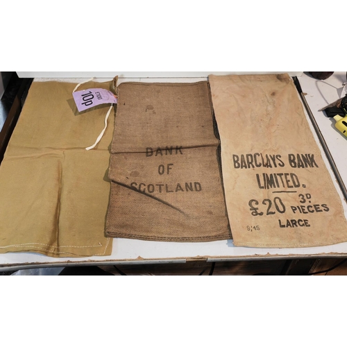 344 - 3 Vintage Cloth Money Bags Lloyds Bank/Barclays And Bank Of Scotland