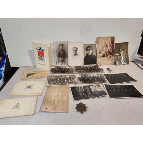 356 - Selection Of Military Postcards And Others Including A Royal Army Service Corp Cap Badge