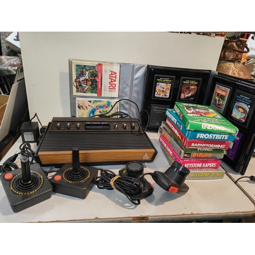 371 - Atari Video Computer System With Power Cables And Controllers Plus 15 Games And 2 Ephemera