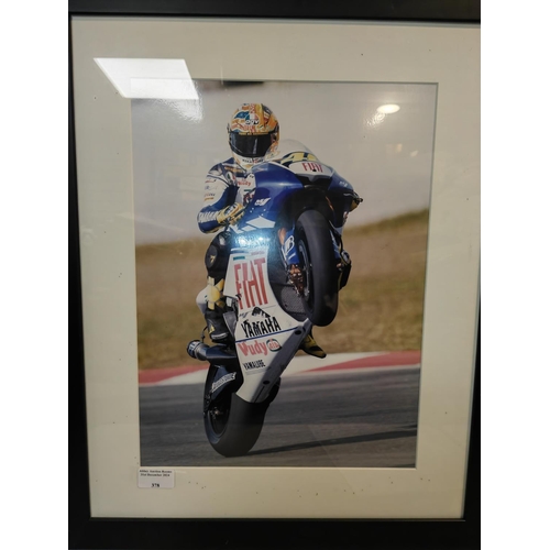 378 - Framed Picture Of Valentino Rossi On Yamaha Motorbike