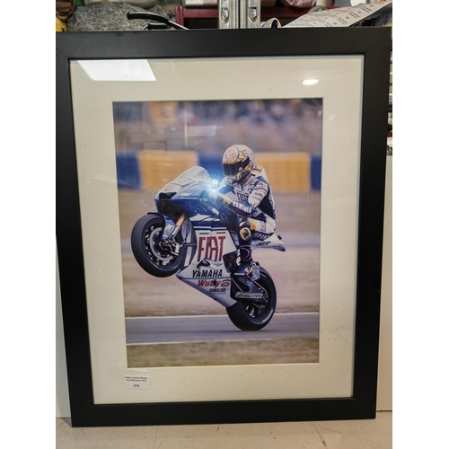 379 - Framed Picture Of Valentino Rossi On Yamaha Motorbike