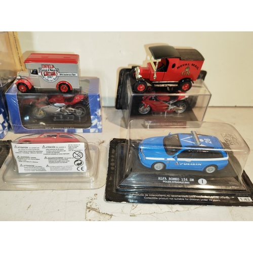 66 - 9 Diecast Cars And Motor Bikes 2 Unboxed