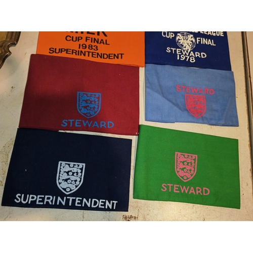 67 - 1970/80'S Wembley Finals Steward Armbands + Presentation Plate