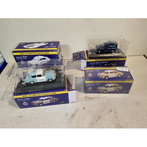 92 - 5 Atlas Best Of British Police Diecast Cars In Boxes One Still Factory Sealed