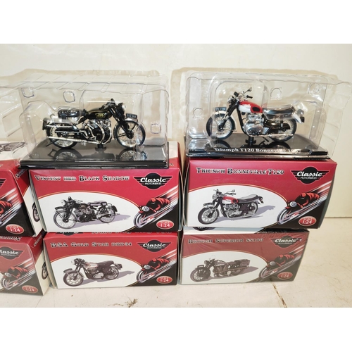 93 - 5 Atlas Classic Diecast Motorbikes In Boxes One Factory Sealed