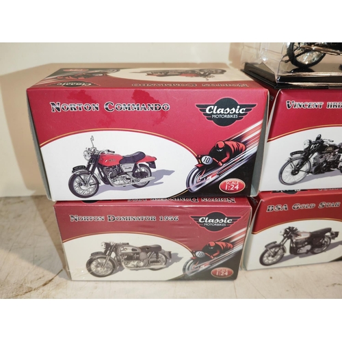 93 - 5 Atlas Classic Diecast Motorbikes In Boxes One Factory Sealed