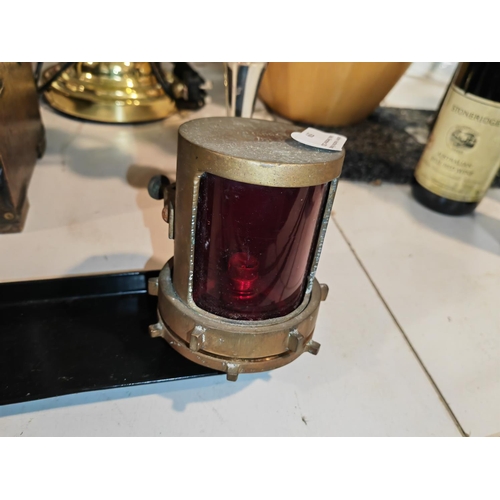 99 - Vintage Port And Starboard Navigation Lights Plus Overtaking Light On Plynth