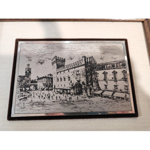 125 - Framed 800 Silver Plaque Of A Town Scene In Ferrara