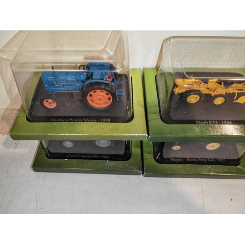 176 - Crate Of 8 Hatchette Partworks Various Diecast Tractors Including Fordson, Porsche, Ford Etc All In ... 