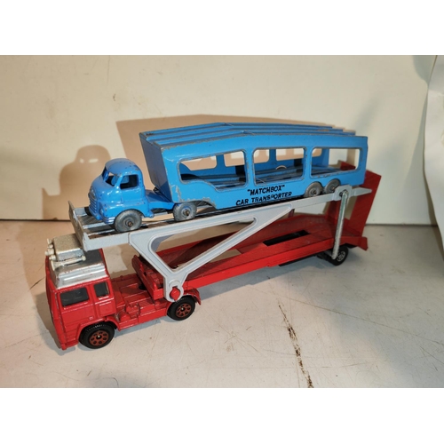 191 - 3 Diecast Lorries Plus A Trailer Including Corgi Junior, Matchbox