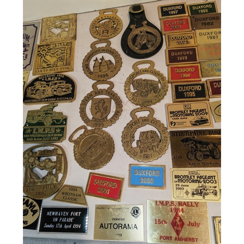 209 - Box Of Military And Car Show Plaques Most Brass