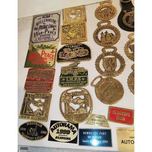 209 - Box Of Military And Car Show Plaques Most Brass