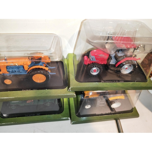 213 - Crate Of 8 Hatchette Partworks Various Diecast Tractors Including Fordson, Porsche, Ford Etc All In ... 