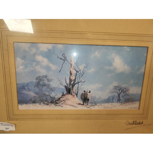 217 - Framed David Shepherd Print Of A Rhino