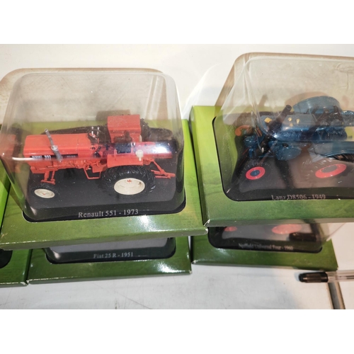 223 - Crate Of 8 Hatchette Partworks Various Diecast Tractors Including Fordson, Porsche, Ford Etc All In ... 