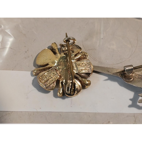 309 - David Anderson Silver And Enamelled Flower Brooch Plus Silver Bird Brooch