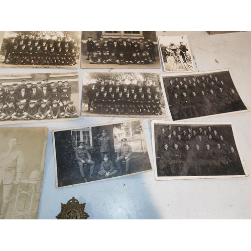 356 - Selection Of Military Postcards And Others Including A Royal Army Service Corp Cap Badge