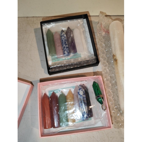 367 - Selection Small Semi Precious Stone Wands Plus Large Ones