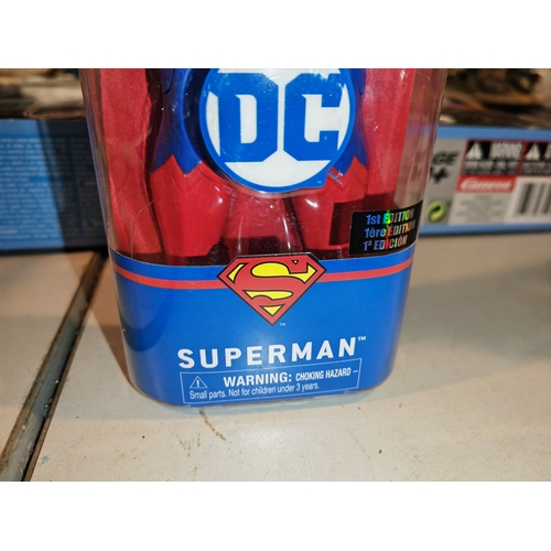 411 - Dc Comic Superman Boxed Plus 2 Others Including Spiderman & Omega Max Unboxed