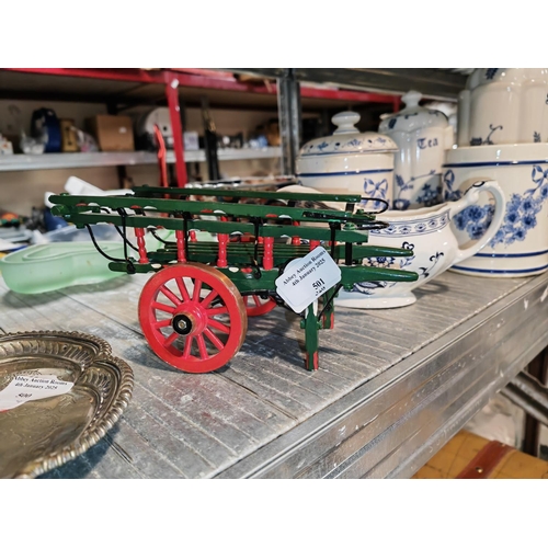 501 - Hand Made Wooden Cart Hand Painted