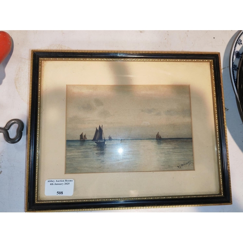 508 - Framed Watercolour Of A Boating Scene By D J Williams