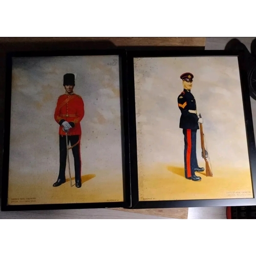 101 - Pair Of Oil On Boards Of Royal Engineer Soldiers By Roy Manser 1960'S