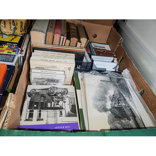 91 - Mixed Box Of Books & Ephemera Including Motoring, Transport, Railways, Boxing, Cricket & More