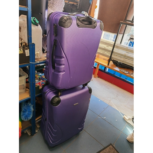 801 - 2 Purple Hardcase Suitcases