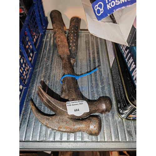 604 - 2 Estwing Hammers In Used Condition