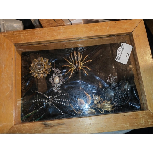 278 - Display Case Of Brooches