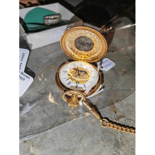 333 - Rotary Manual Wind Up Skeleton Half Hunter Pocket Watch