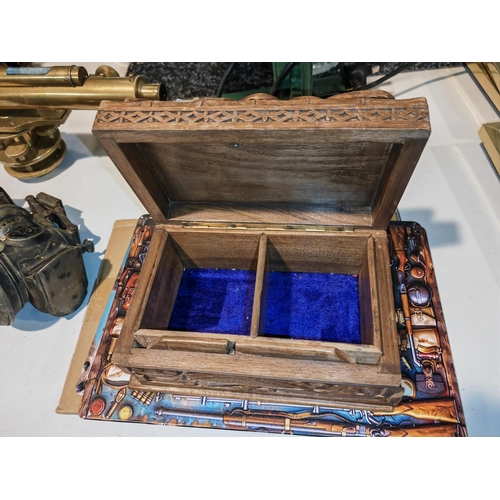 505 - Wooden Carved Box With Dragon To Top