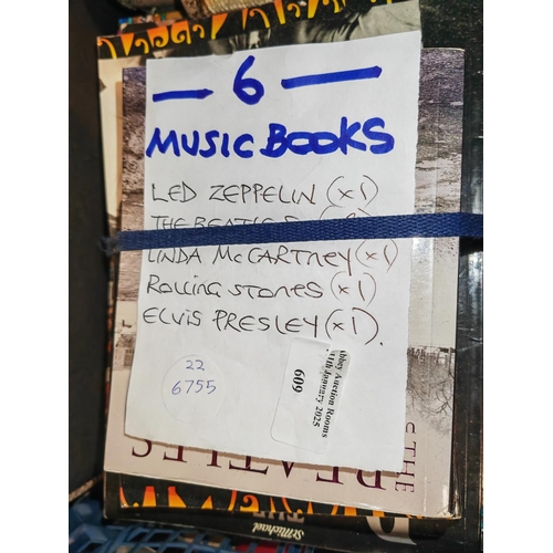 609 - 6 Music Books Led Zeppelin, The Beatles, Linda Mccartney, Rolling Stones And Elvis Presley