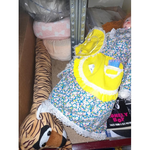 645 - Doll Door Stop Plus A Tiger Draught Excluder Plus 2 Neck Pillows